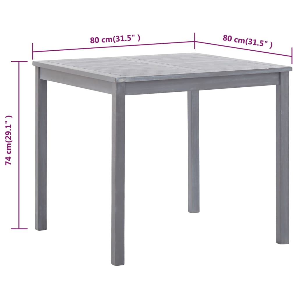 Tuintafel 80x80x74 cm massief acaciahout grijs