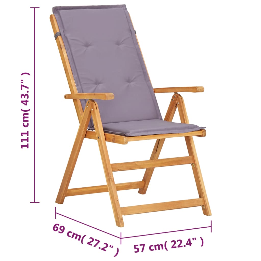 Tuinstoelen 2 st verstelbaar massief acaciahout bruin