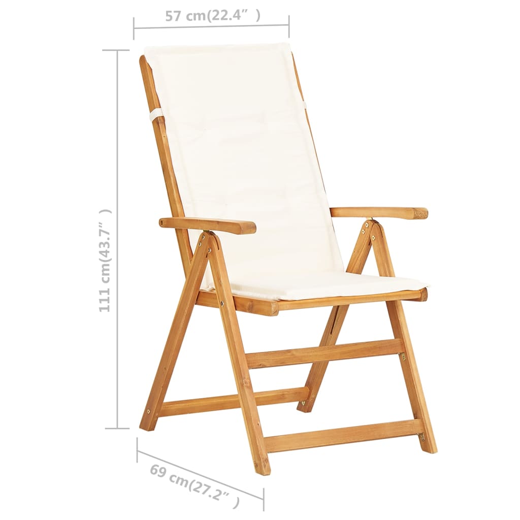 Tuinstoelen 2 st verstelbaar massief acaciahout bruin