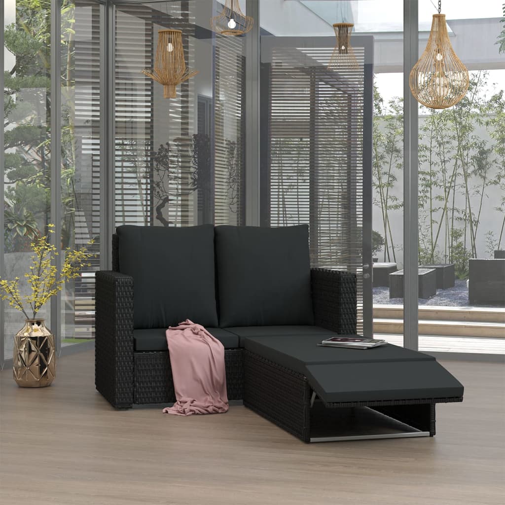 2-delige Loungeset met kussens poly rattan