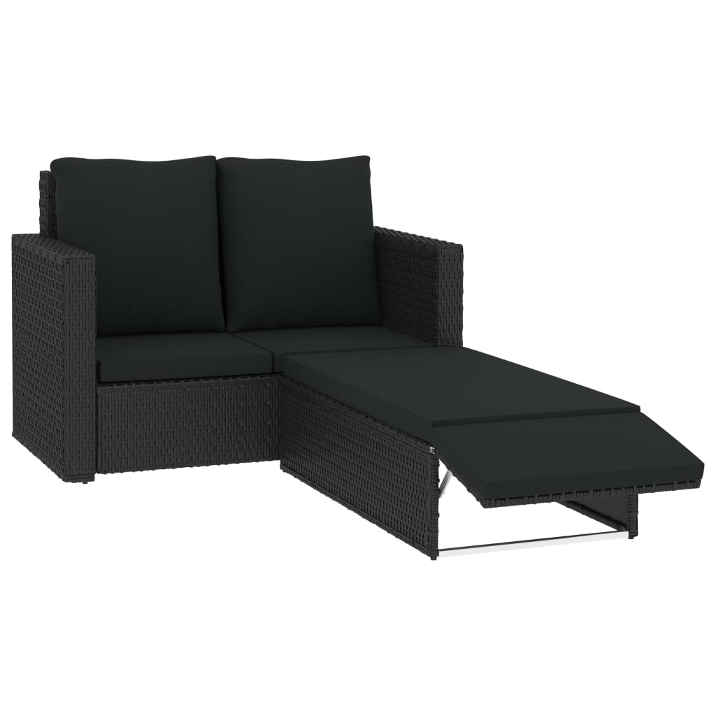 2-delige Loungeset met kussens poly rattan