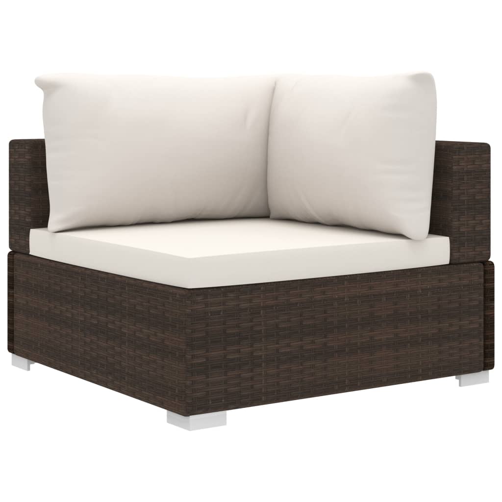 13-delige Loungeset met kussens poly rattan zwart