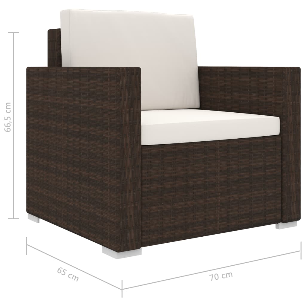 13-delige Loungeset met kussens poly rattan zwart