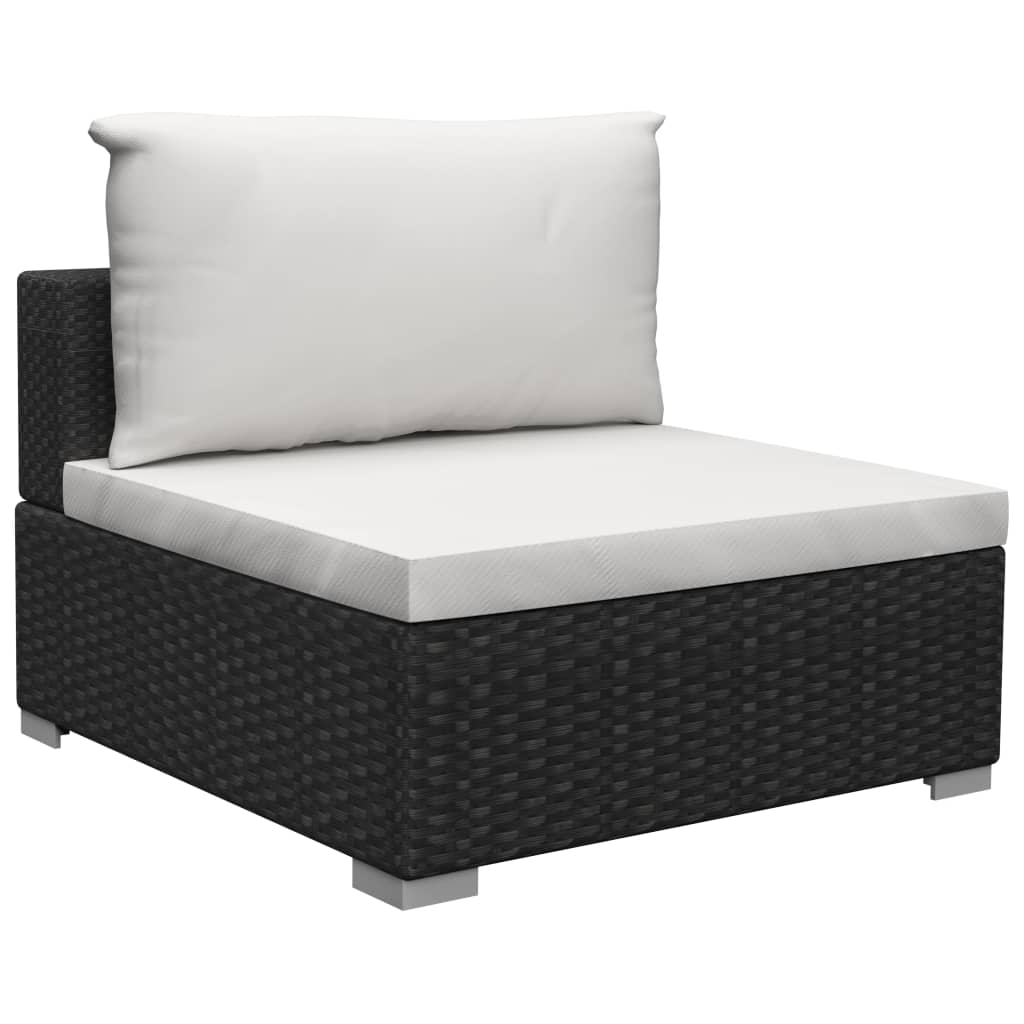 13-delige Loungeset met kussens poly rattan zwart