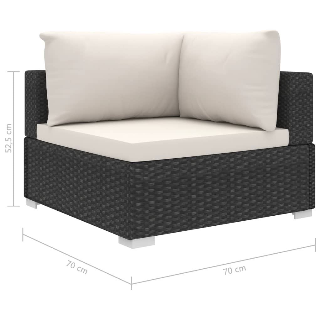 13-delige Loungeset met kussens poly rattan zwart