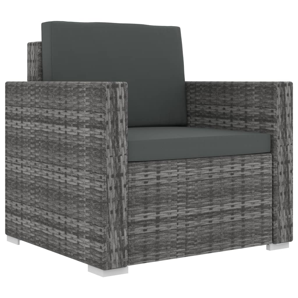 13-delige Loungeset met kussens poly rattan zwart