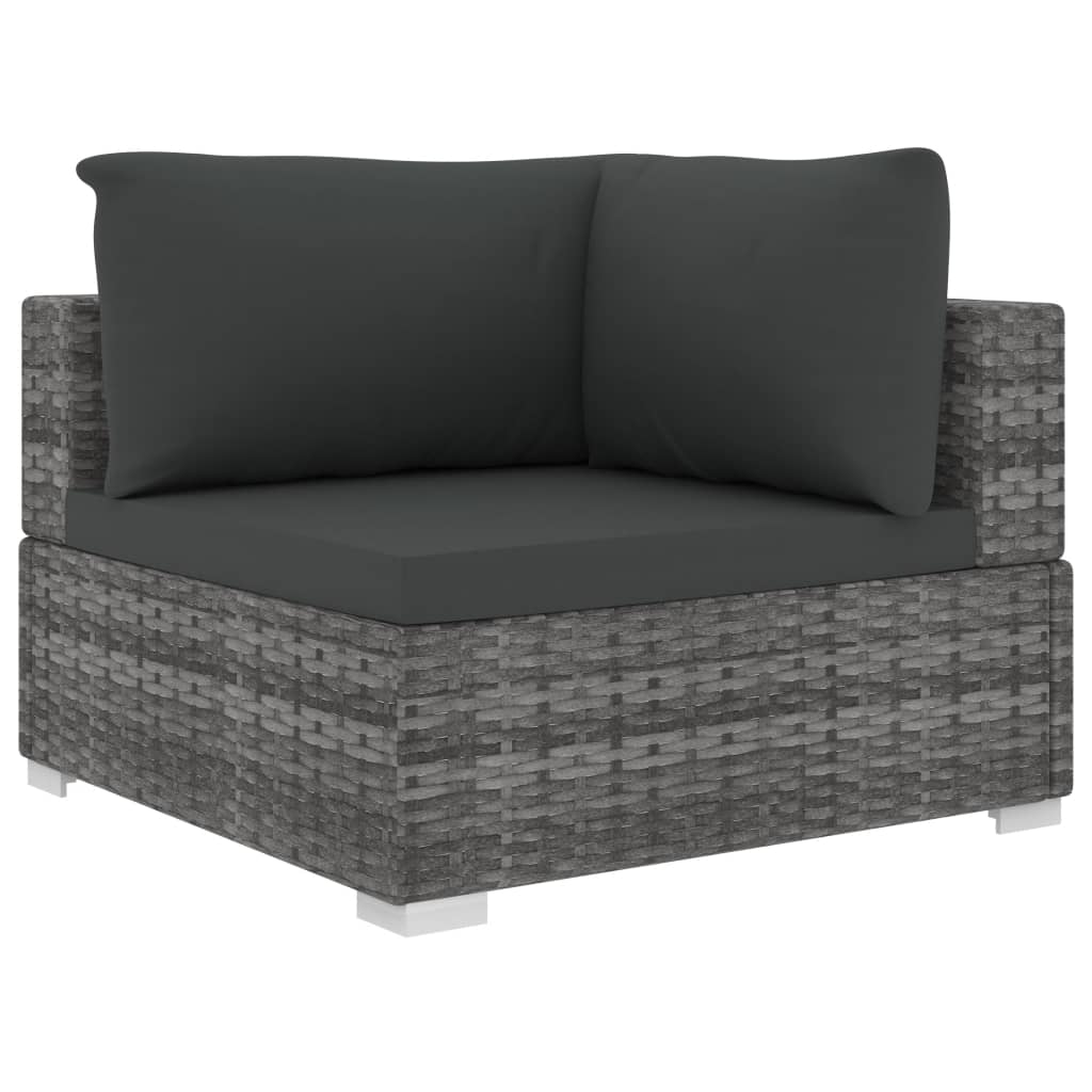 13-delige Loungeset met kussens poly rattan zwart