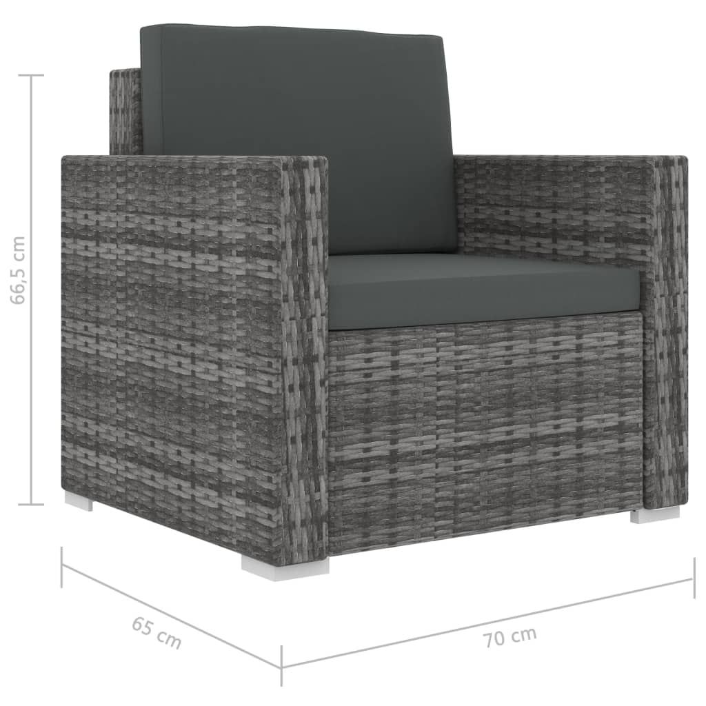 13-delige Loungeset met kussens poly rattan zwart