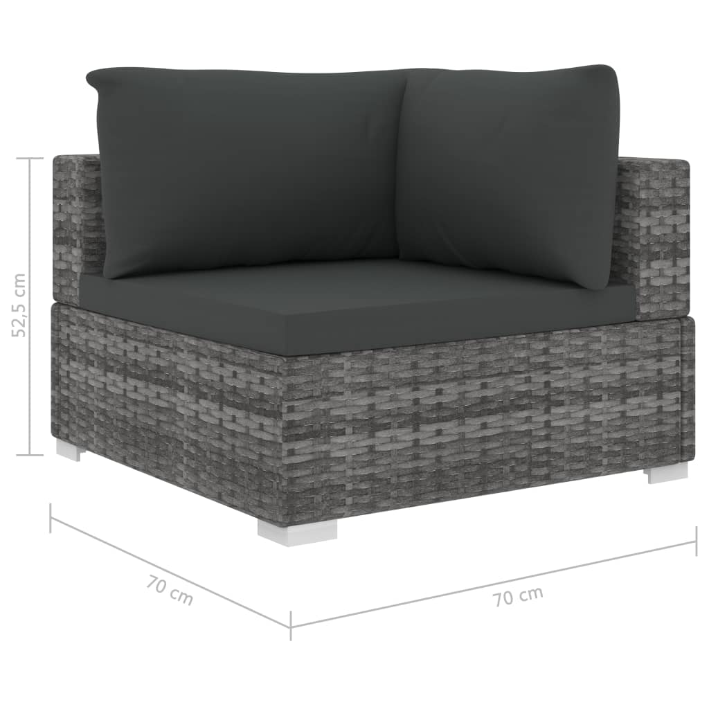 13-delige Loungeset met kussens poly rattan zwart