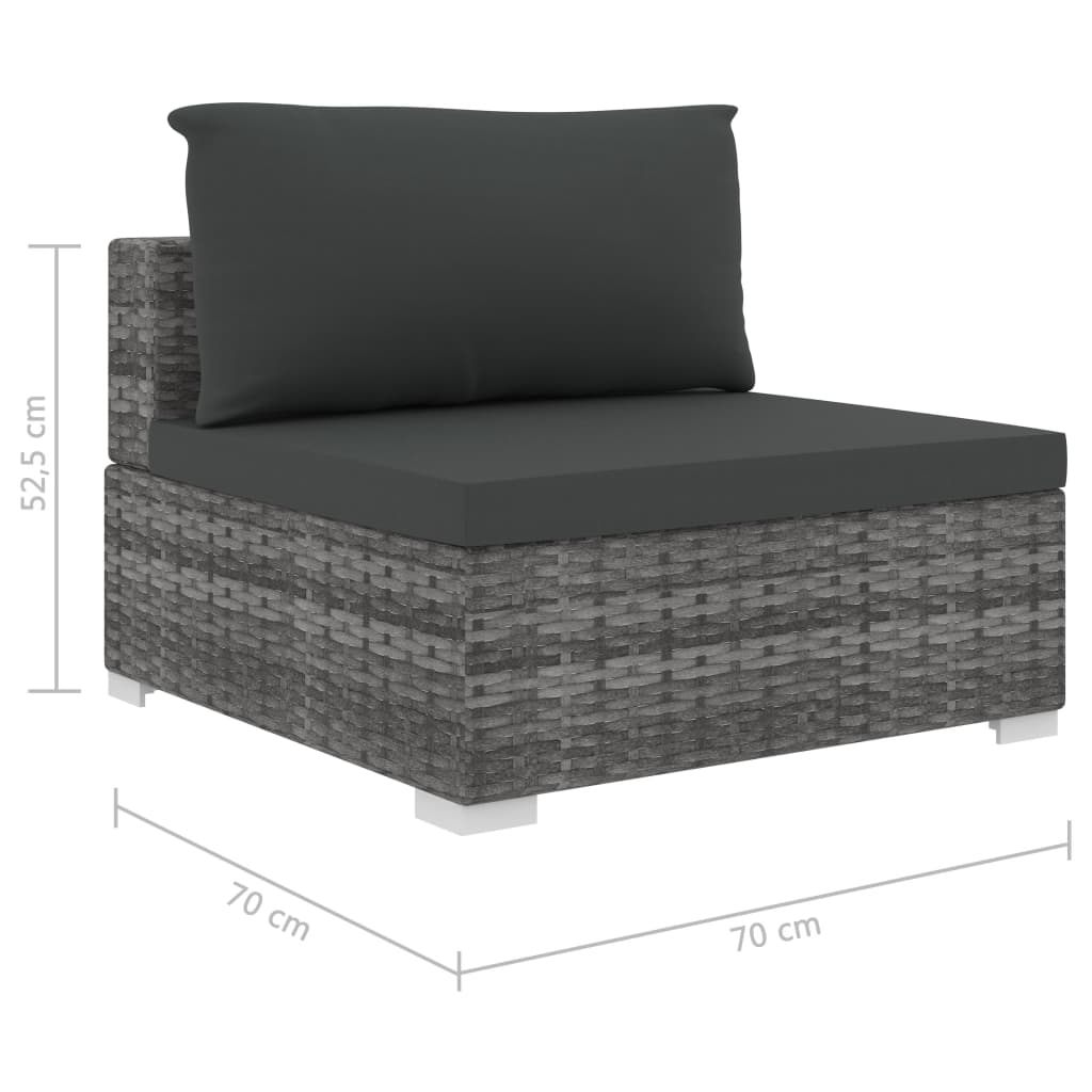 13-delige Loungeset met kussens poly rattan zwart