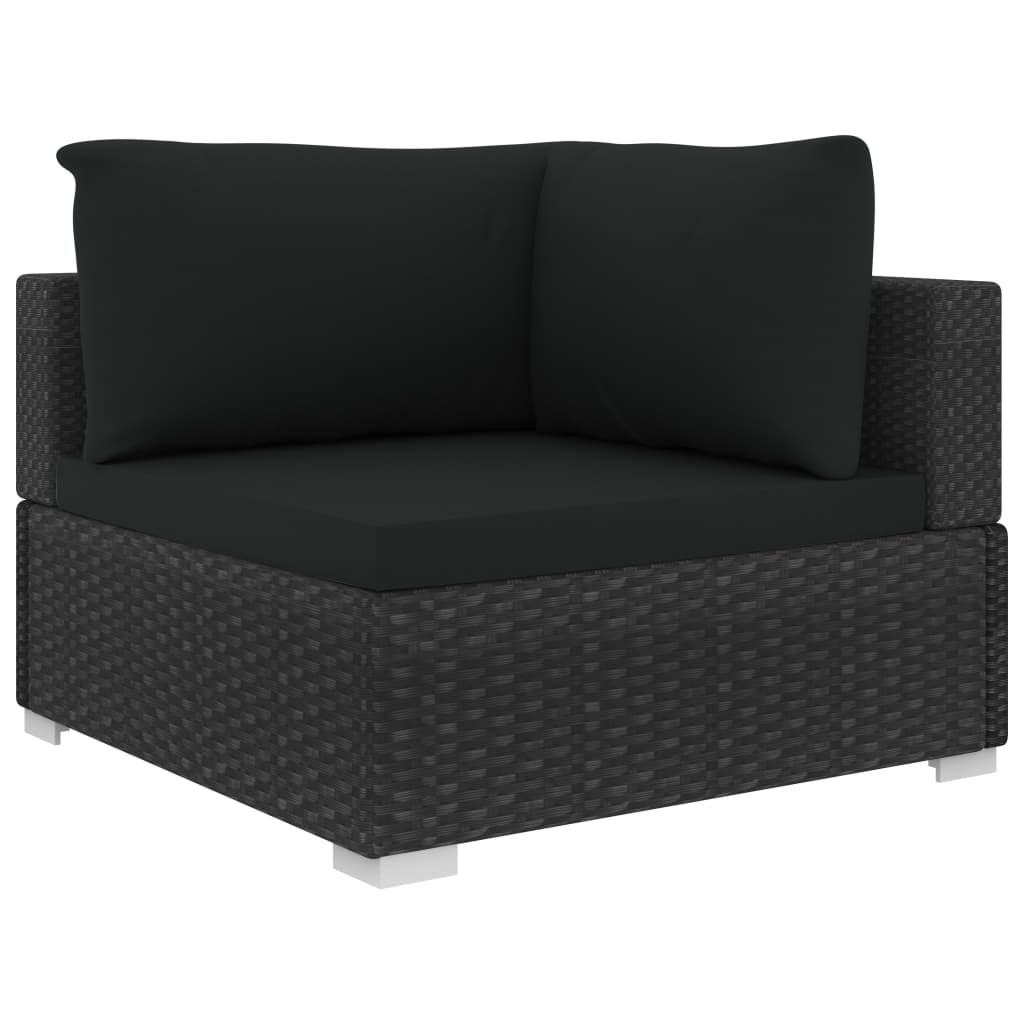 13-delige Loungeset met kussens poly rattan zwart