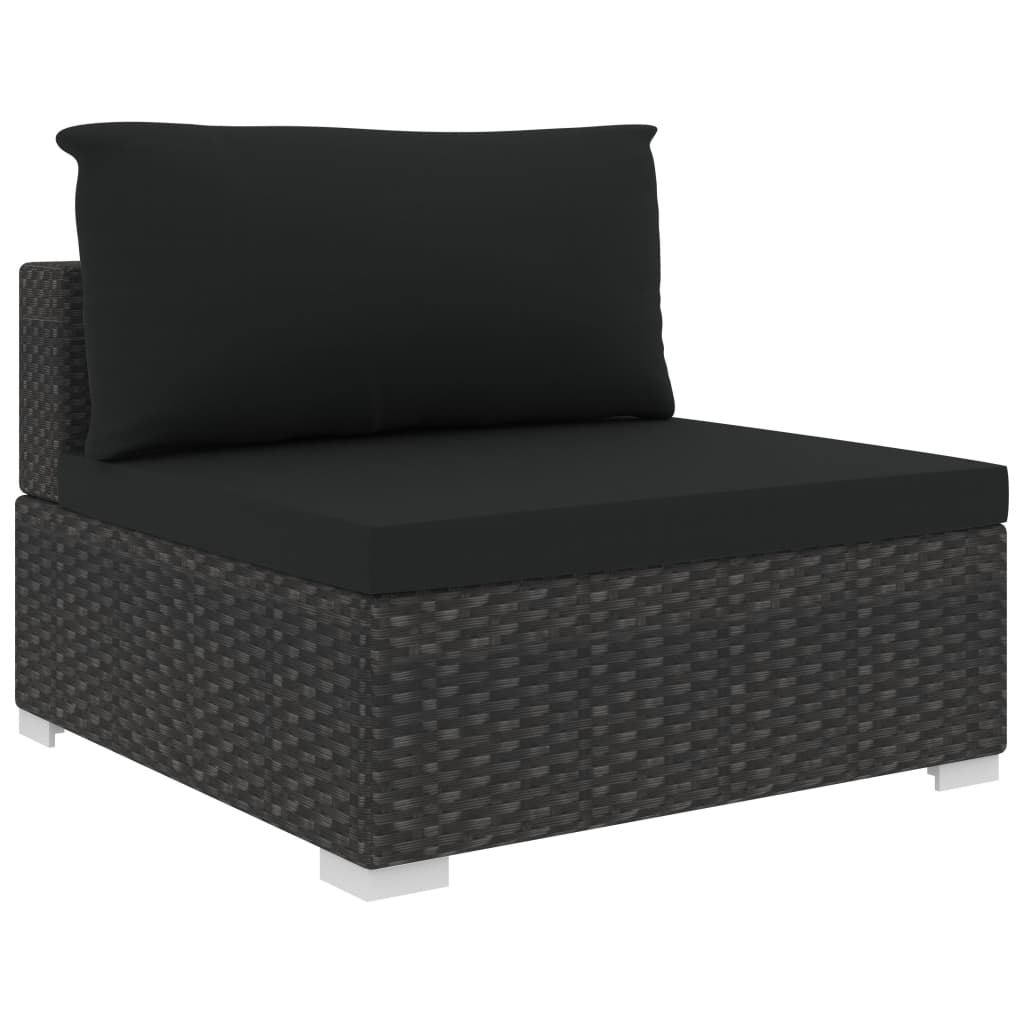 13-delige Loungeset met kussens poly rattan zwart