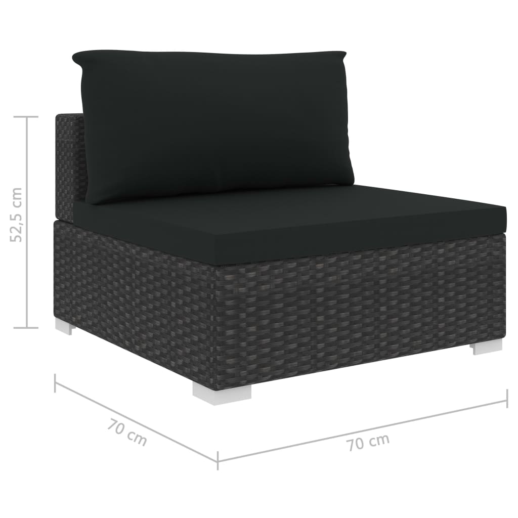 13-delige Loungeset met kussens poly rattan zwart