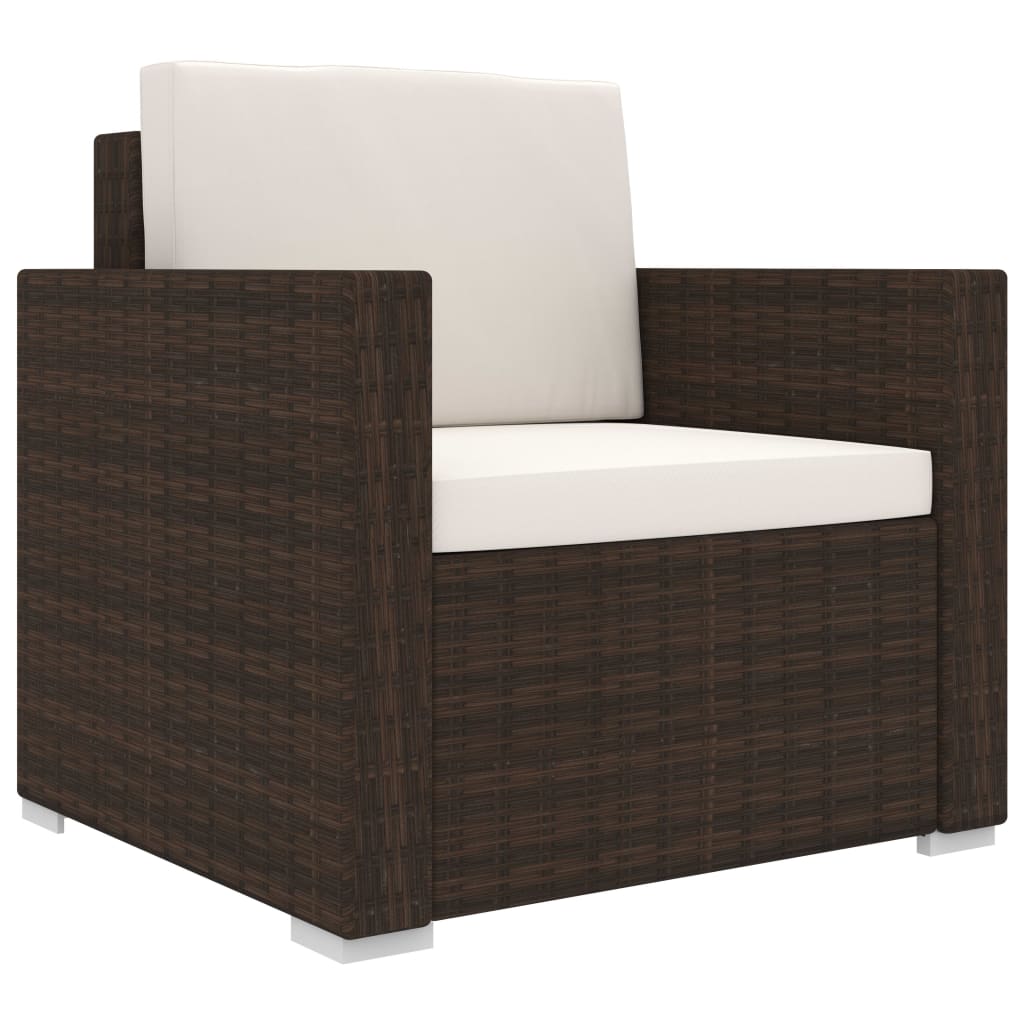 8-delige Loungeset met kussens poly rattan bruin