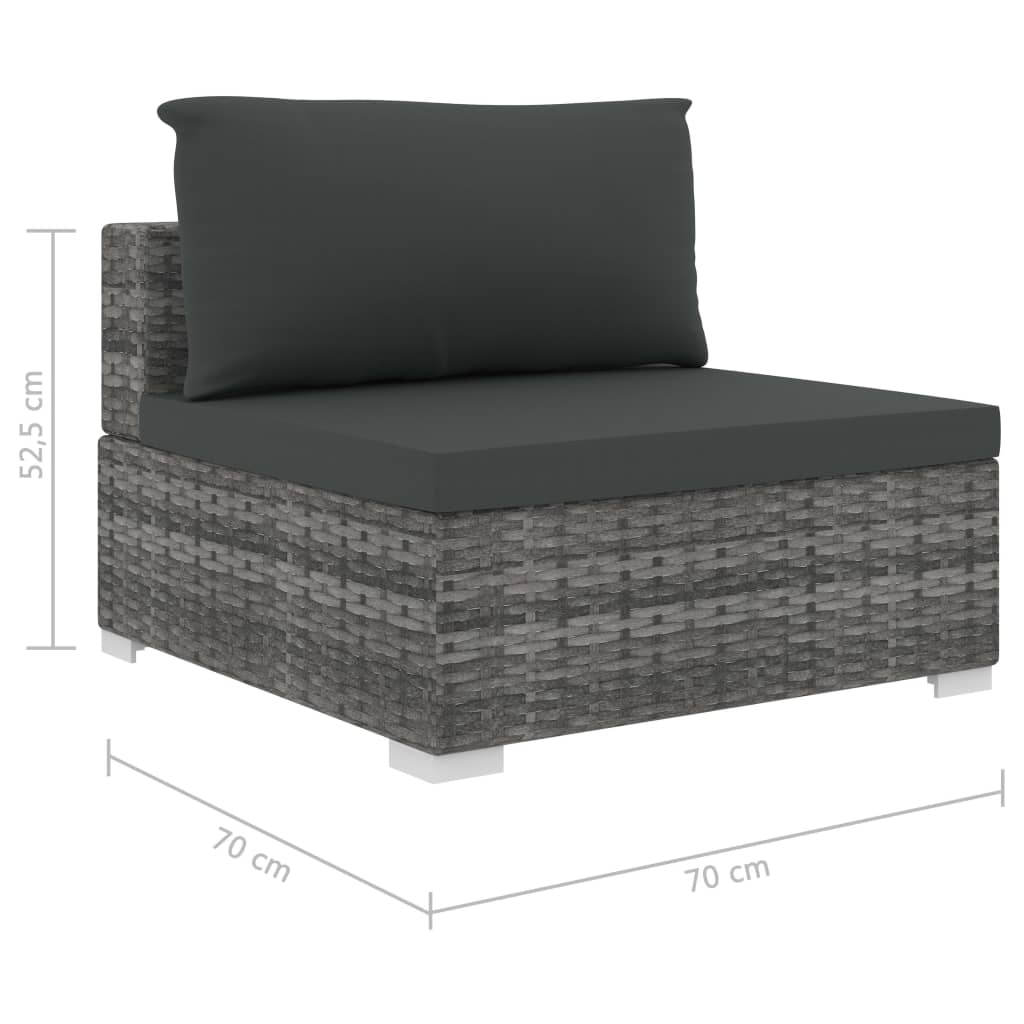 8-delige Loungeset met kussens poly rattan bruin