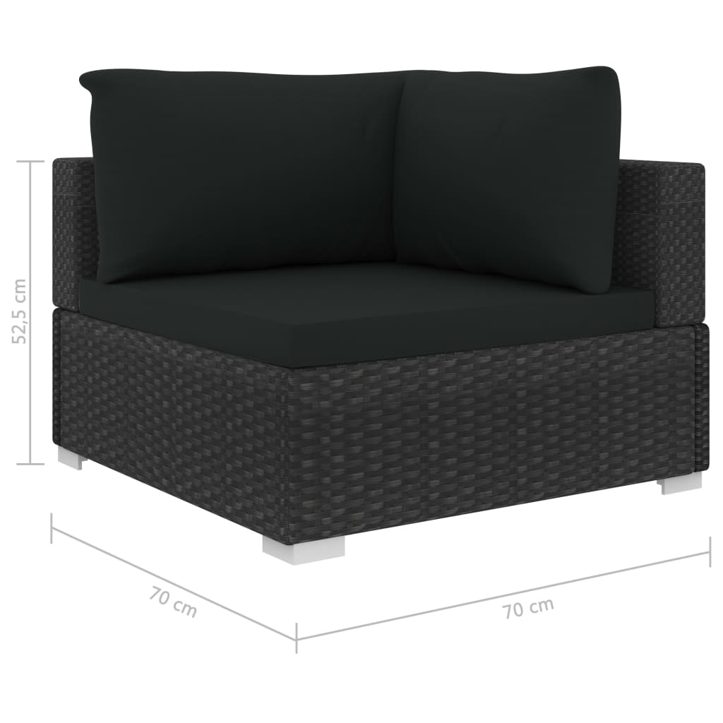 8-delige Loungeset met kussens poly rattan bruin