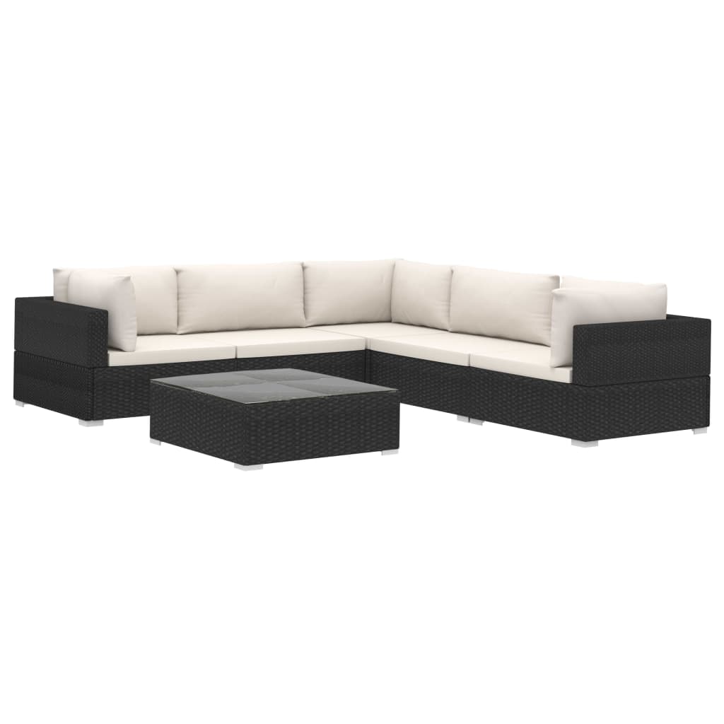 6-delige Loungeset met kussens poly rattan