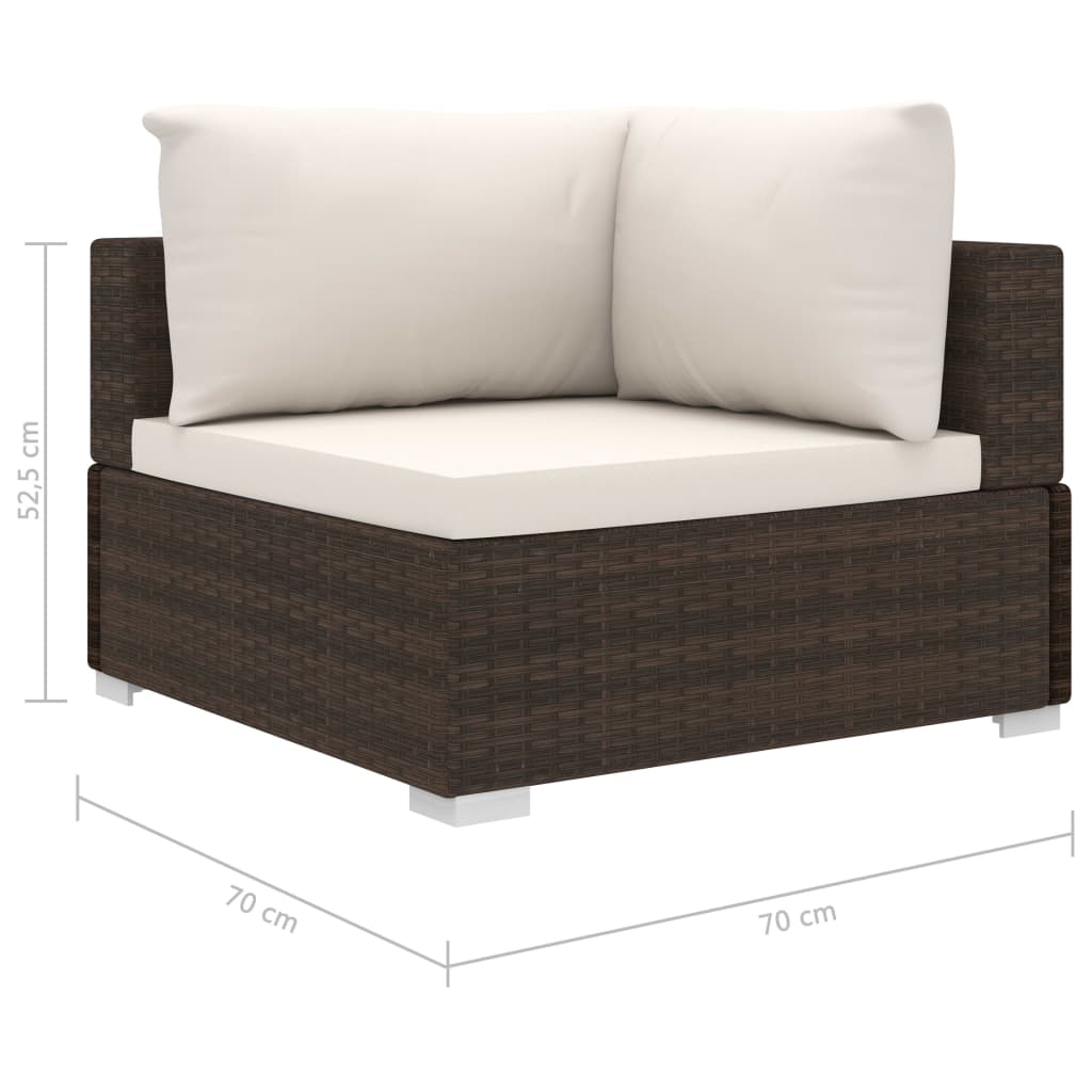 5-delige Loungeset met kussens poly rattan