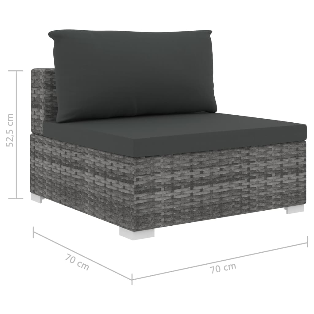 5-delige Loungeset met kussens poly rattan