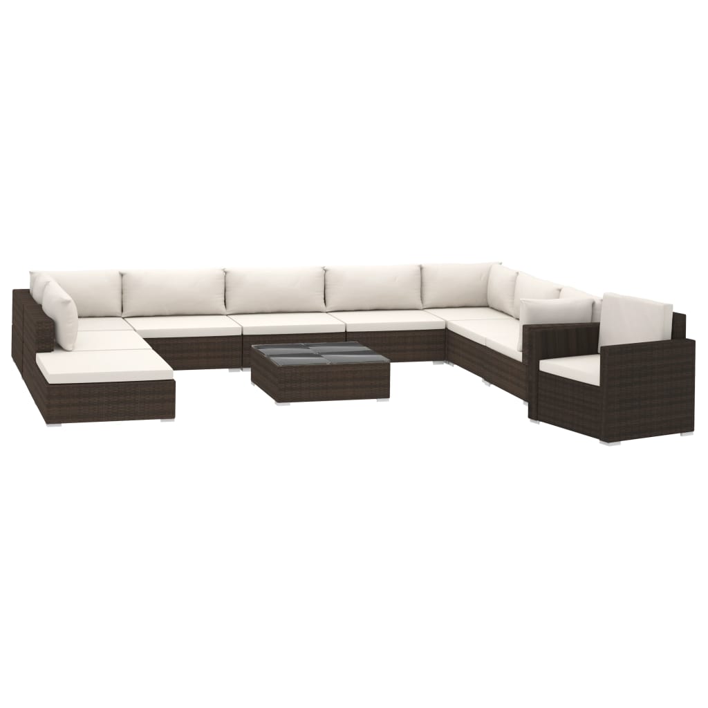 11-delige Loungeset met kussens poly rattan