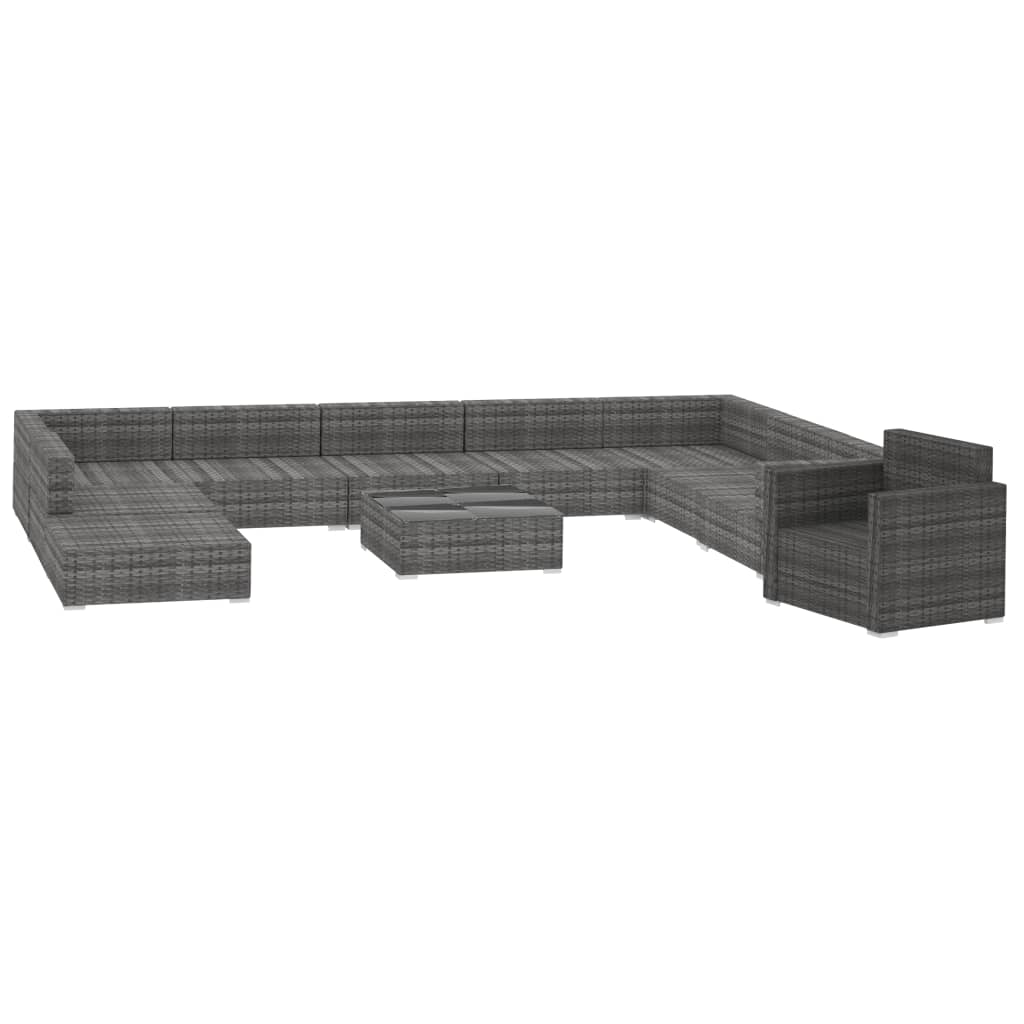 11-delige Loungeset met kussens poly rattan