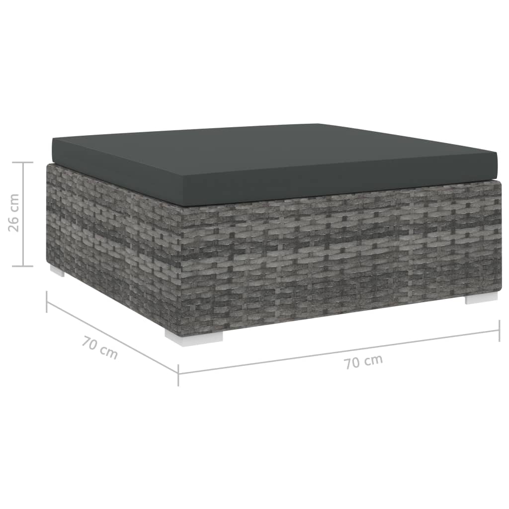 Middenbank 1 st met kussens poly rattan