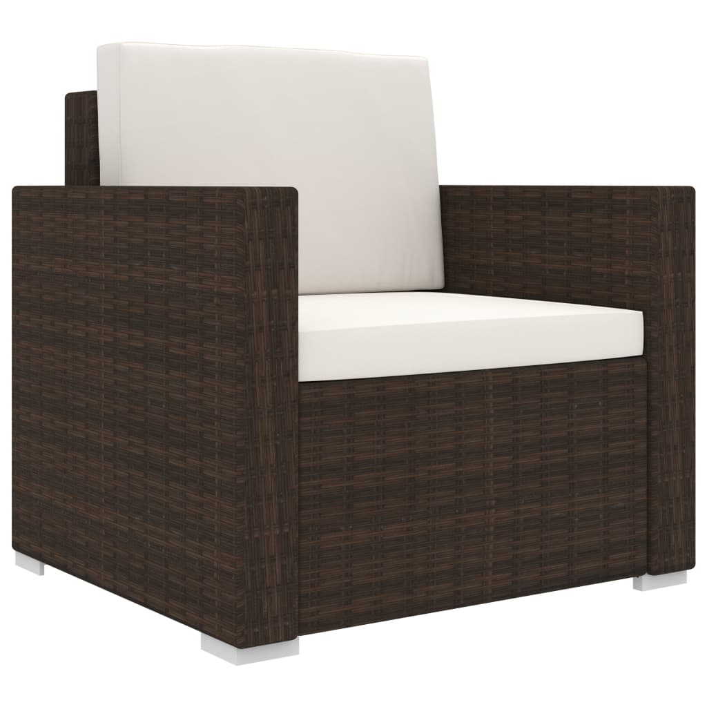 8-delige Loungeset met kussens poly rattan grijs