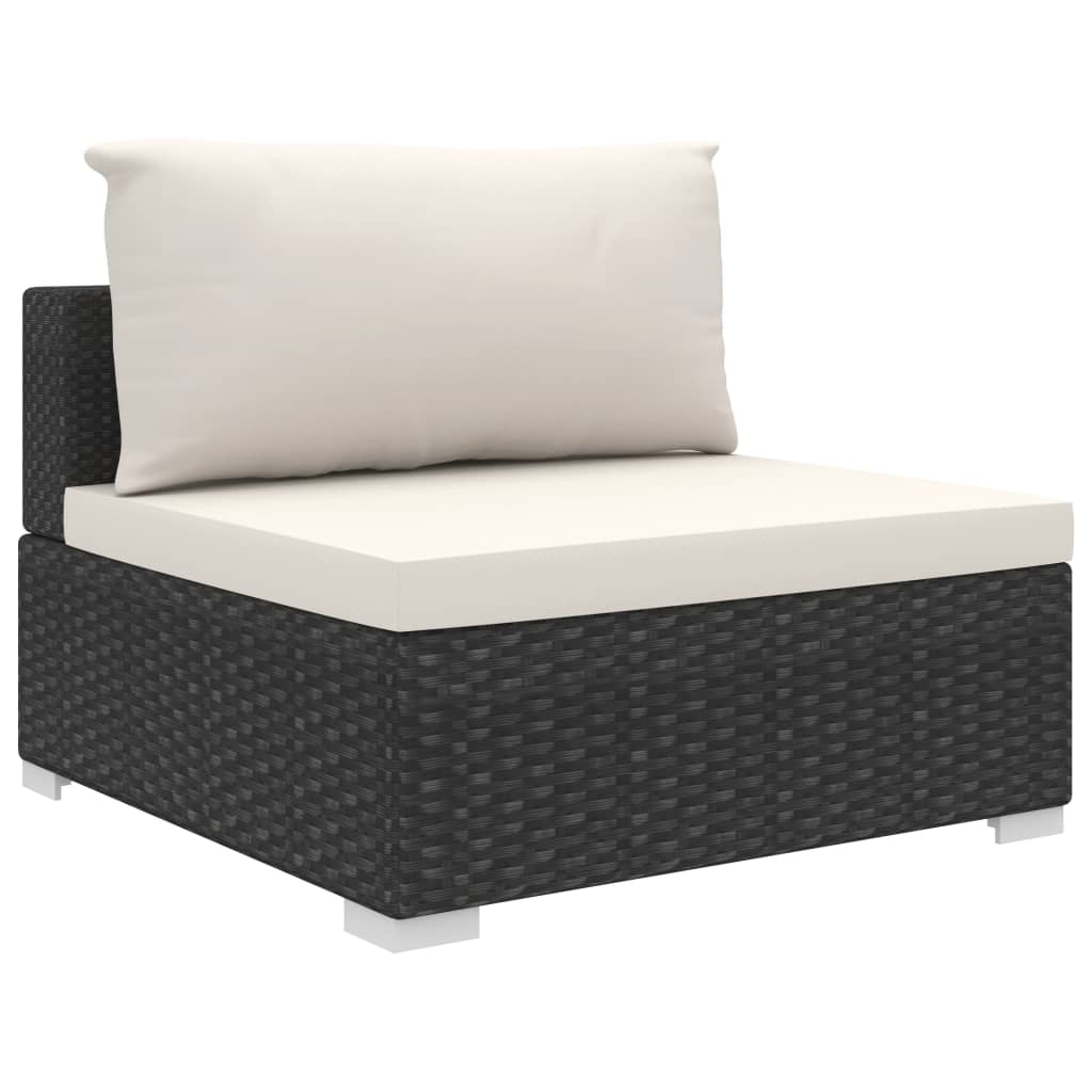 8-delige Loungeset met kussens poly rattan grijs