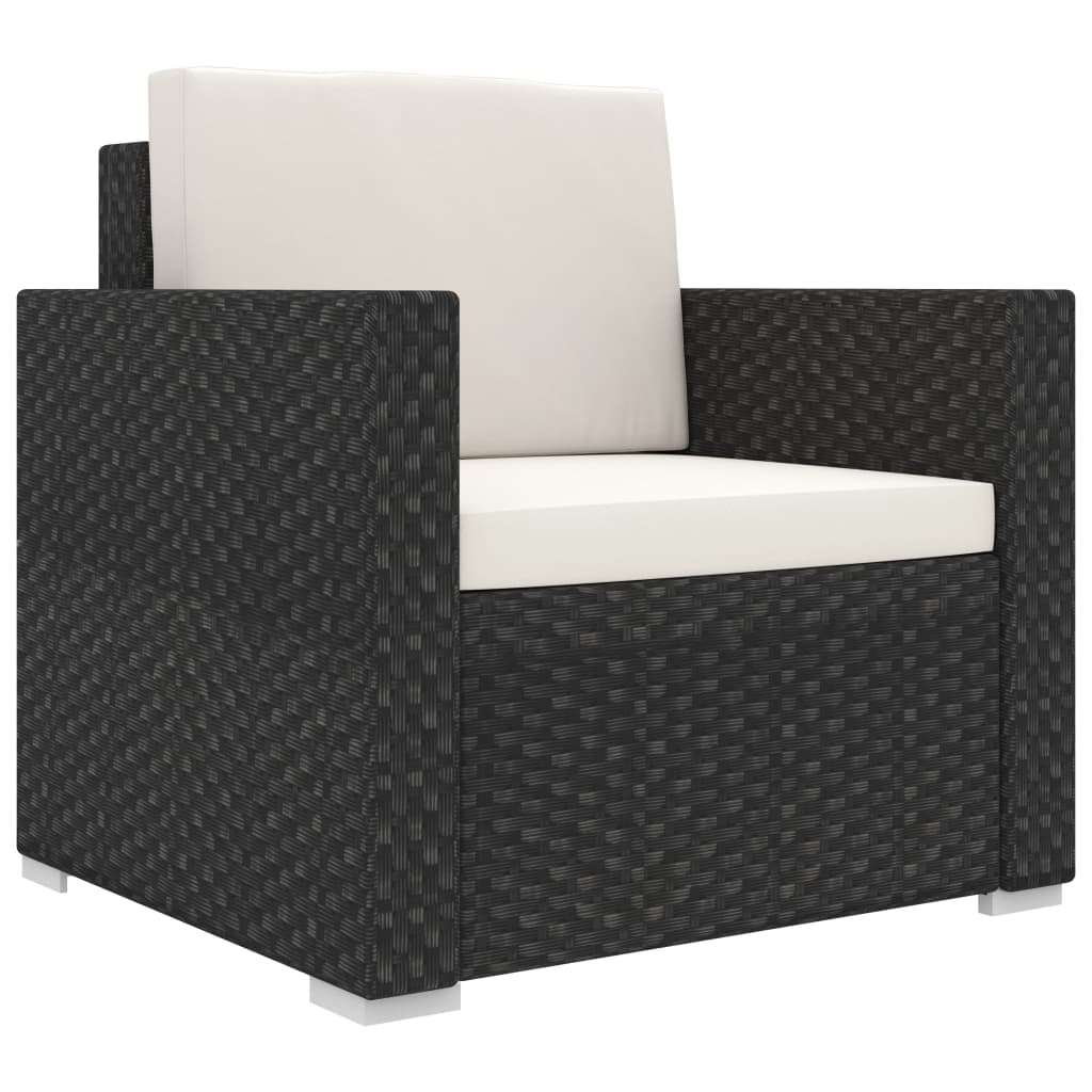 8-delige Loungeset met kussens poly rattan grijs