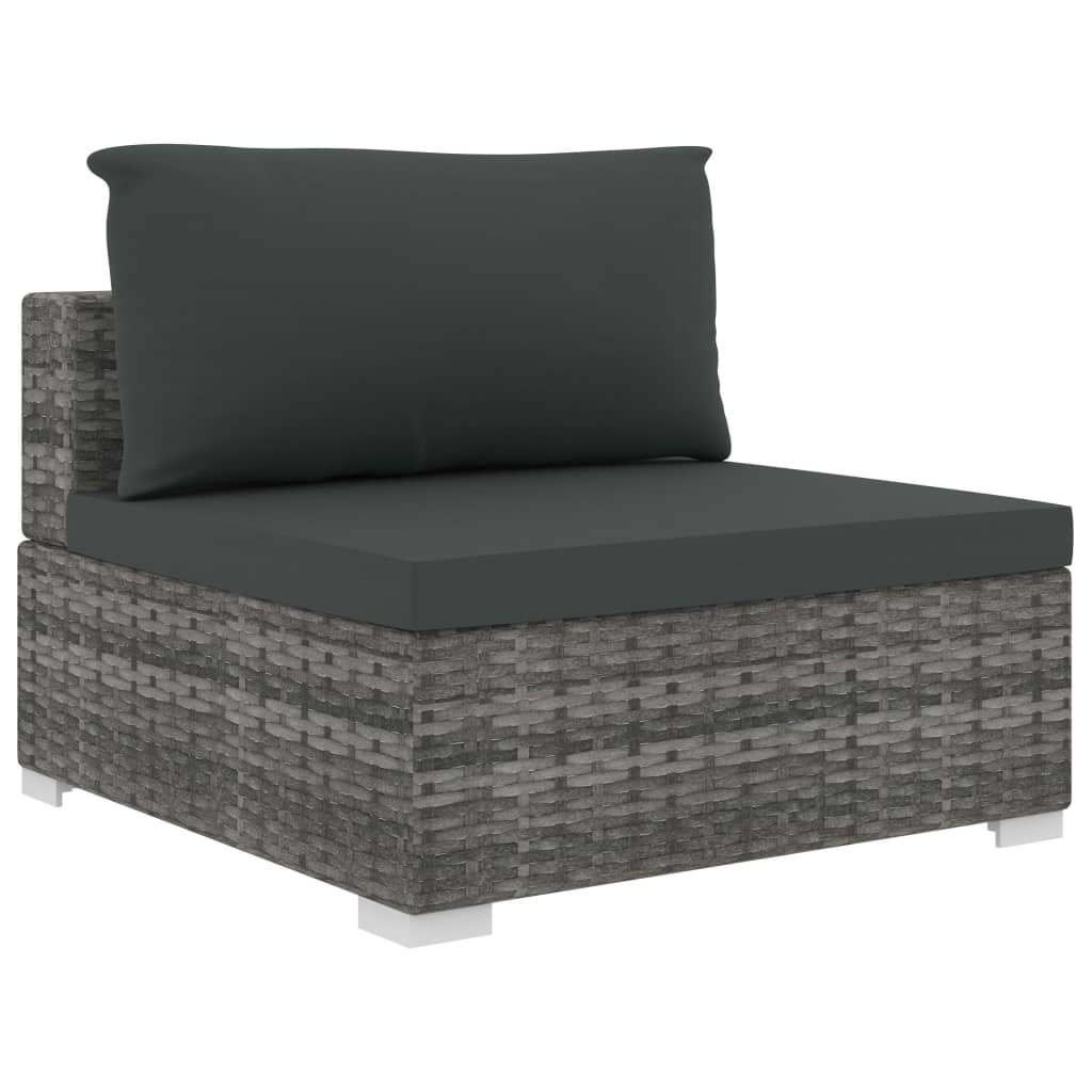 8-delige Loungeset met kussens poly rattan grijs