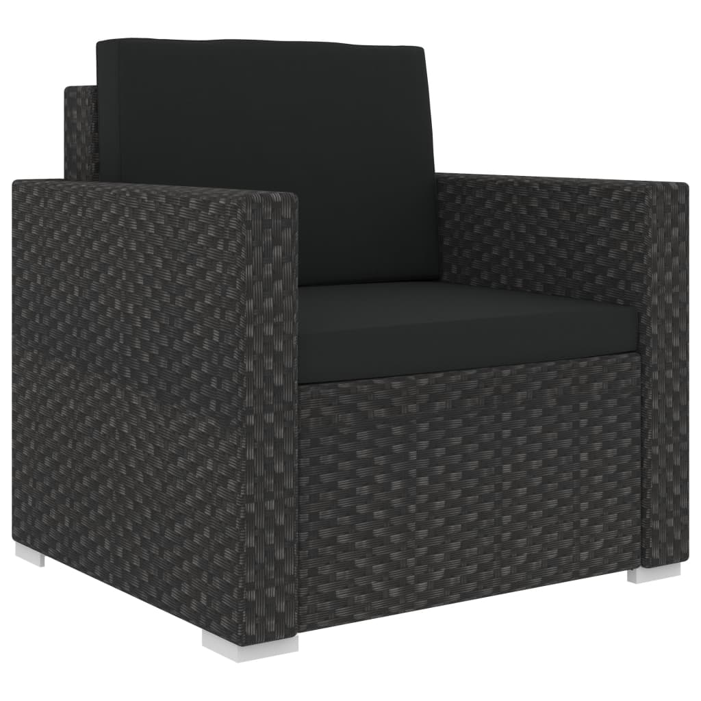 8-delige Loungeset met kussens poly rattan grijs