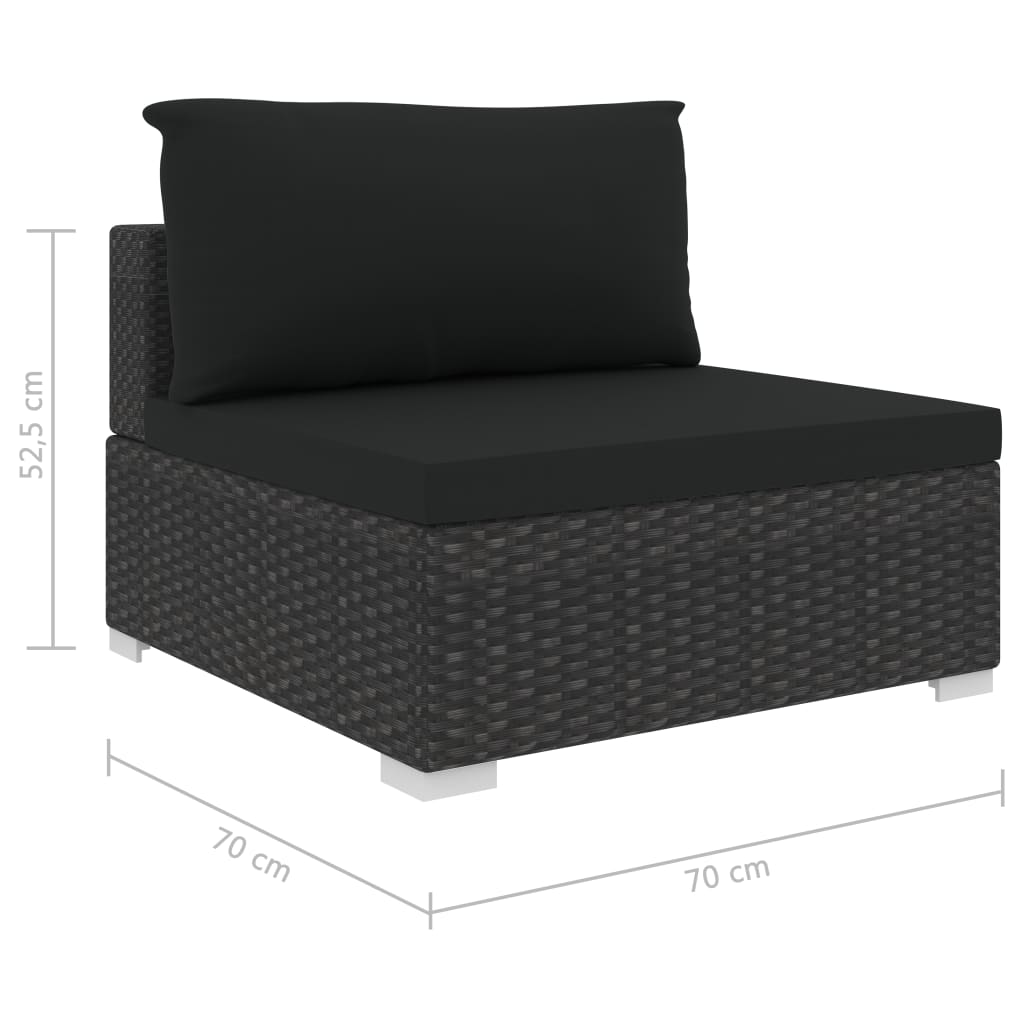 8-delige Loungeset met kussens poly rattan grijs