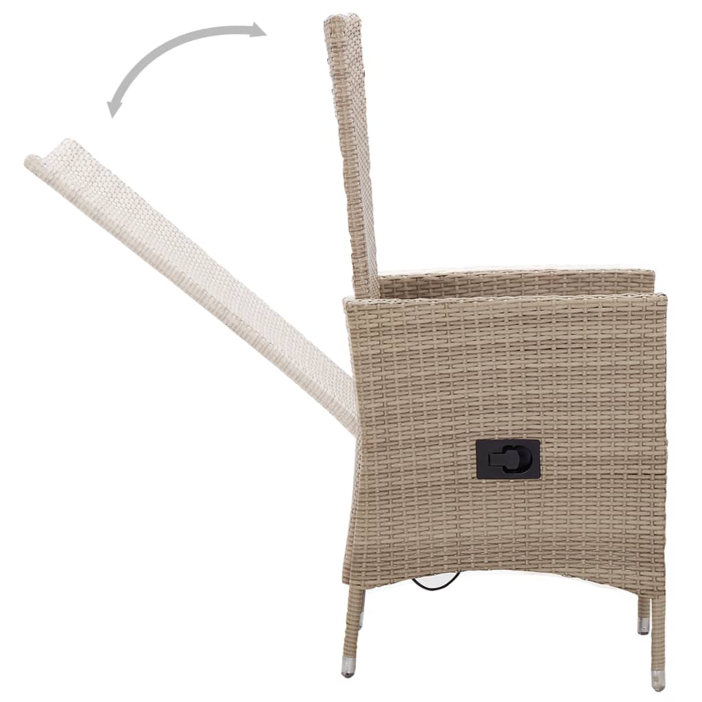 9-delige Tuinset met kussens poly rattan beige