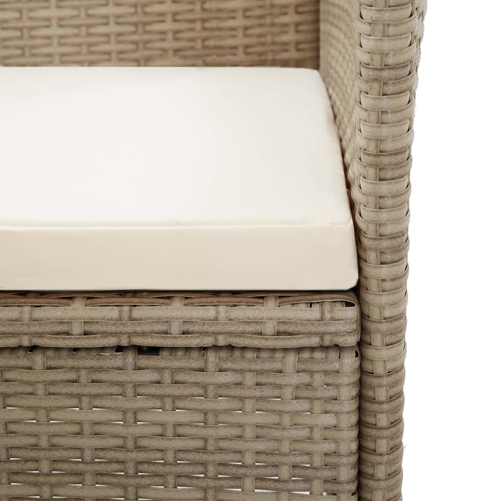 9-delige Tuinset met kussens poly rattan beige