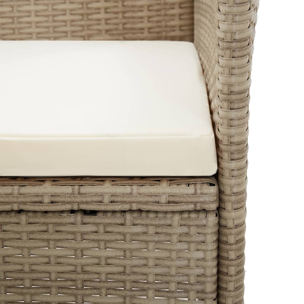 Tuinstoelen 2 st met kussens poly rattan