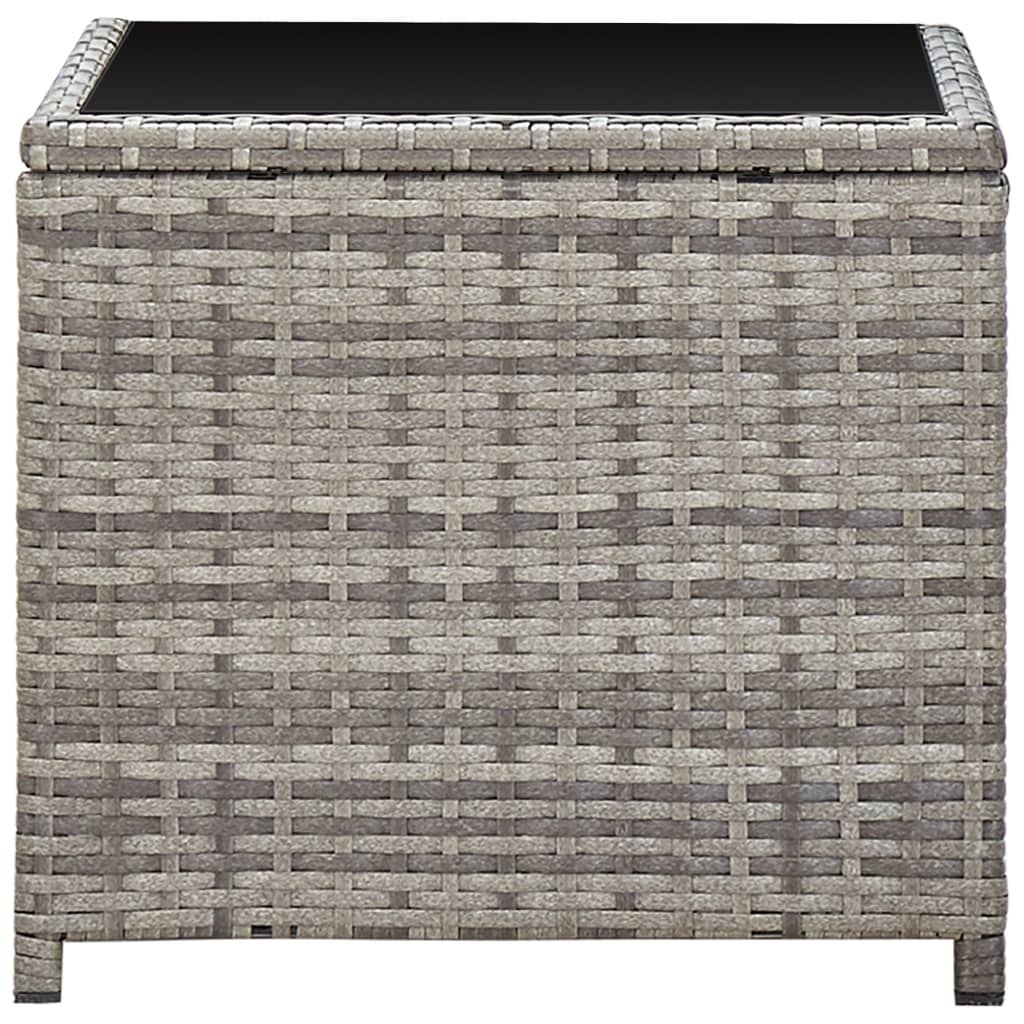 Salontafel 45x45x40 cm poly rattan en glas