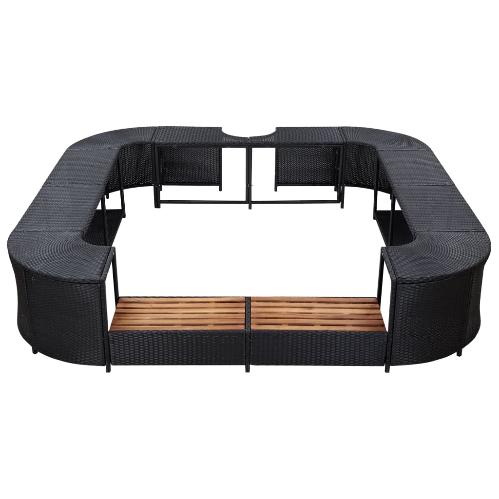 Spa-ombouw vierkant 268x268x55 cm poly rattan grijs