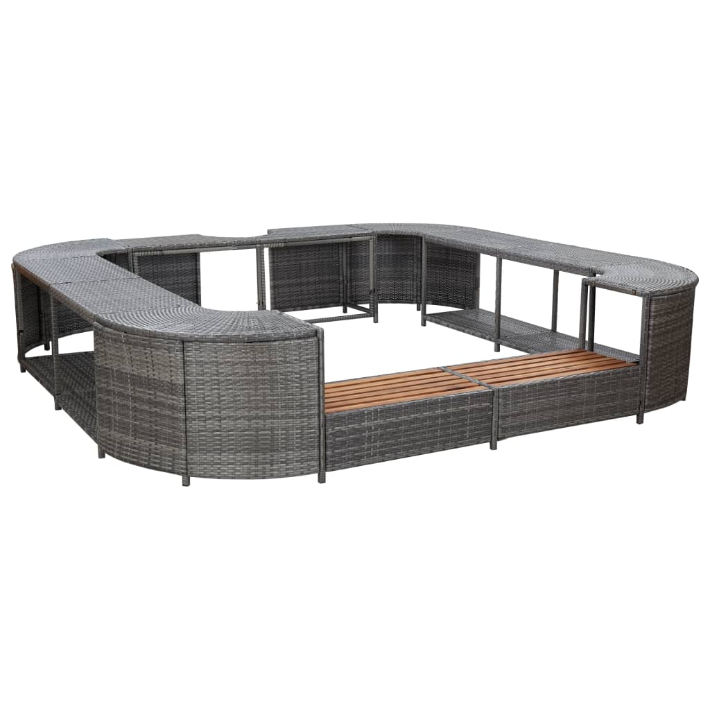 Spa-ombouw vierkant 268x268x55 cm poly rattan grijs