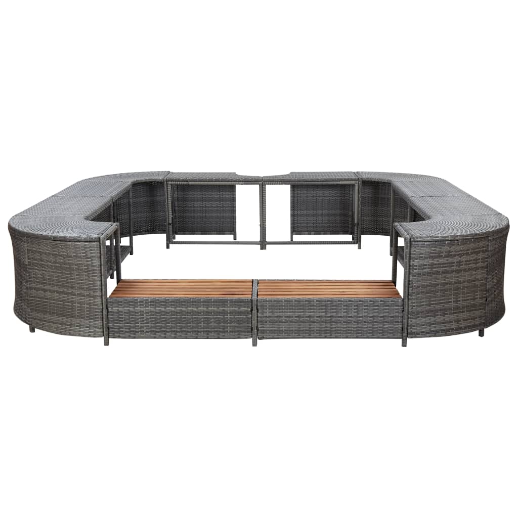 Spa-ombouw vierkant 268x268x55 cm poly rattan grijs