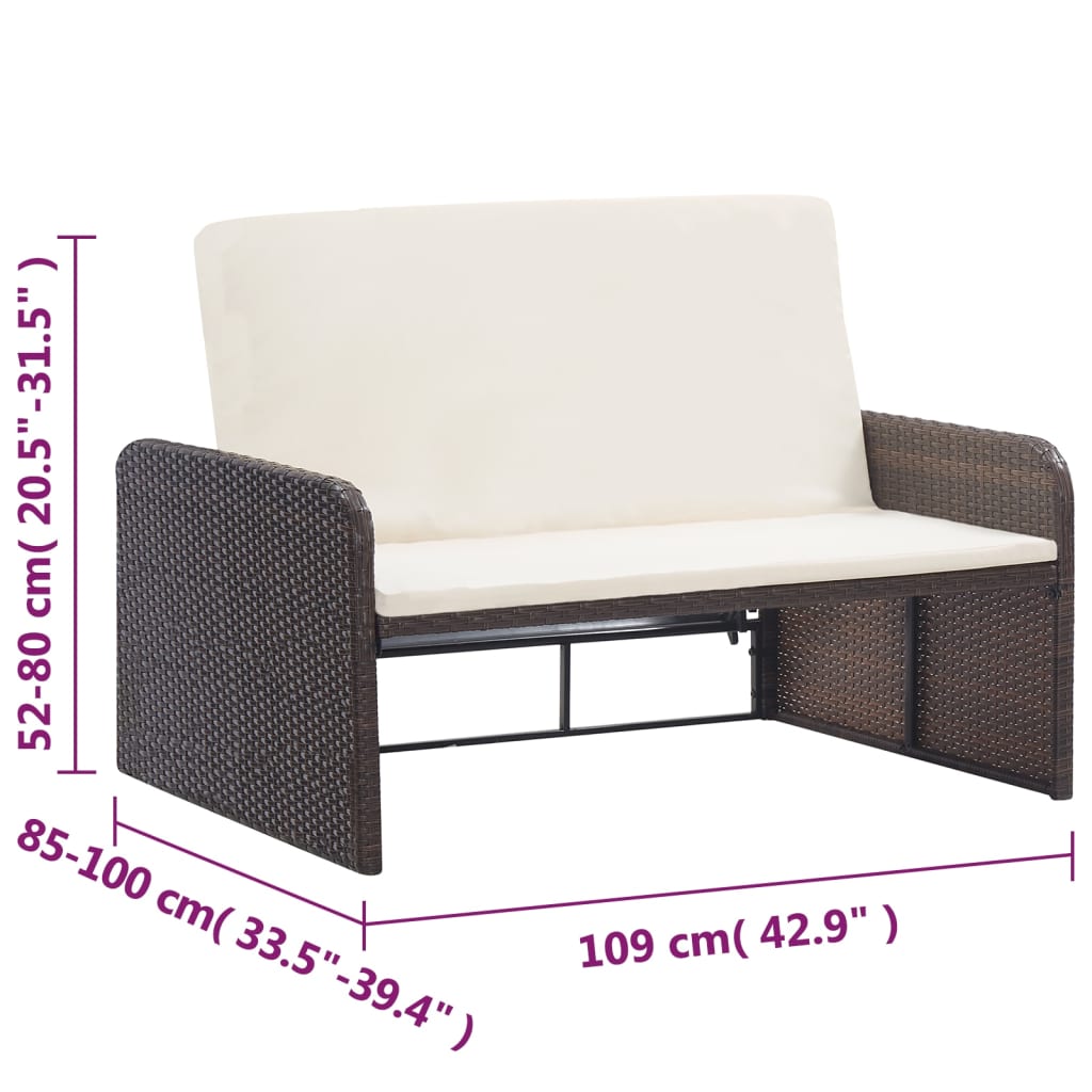 2-delige Loungeset met kussens poly rattan