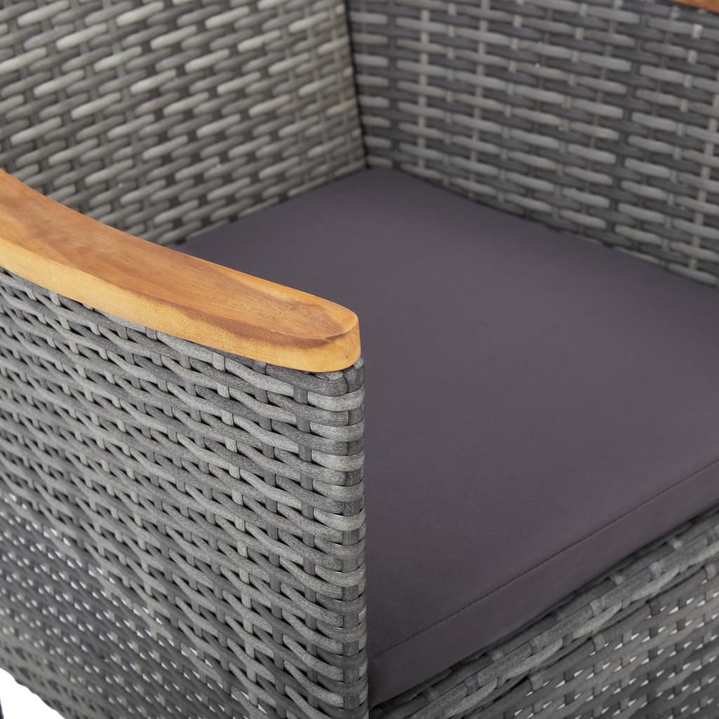 5-delige Tuinset poly rattan en acaciahout zwart