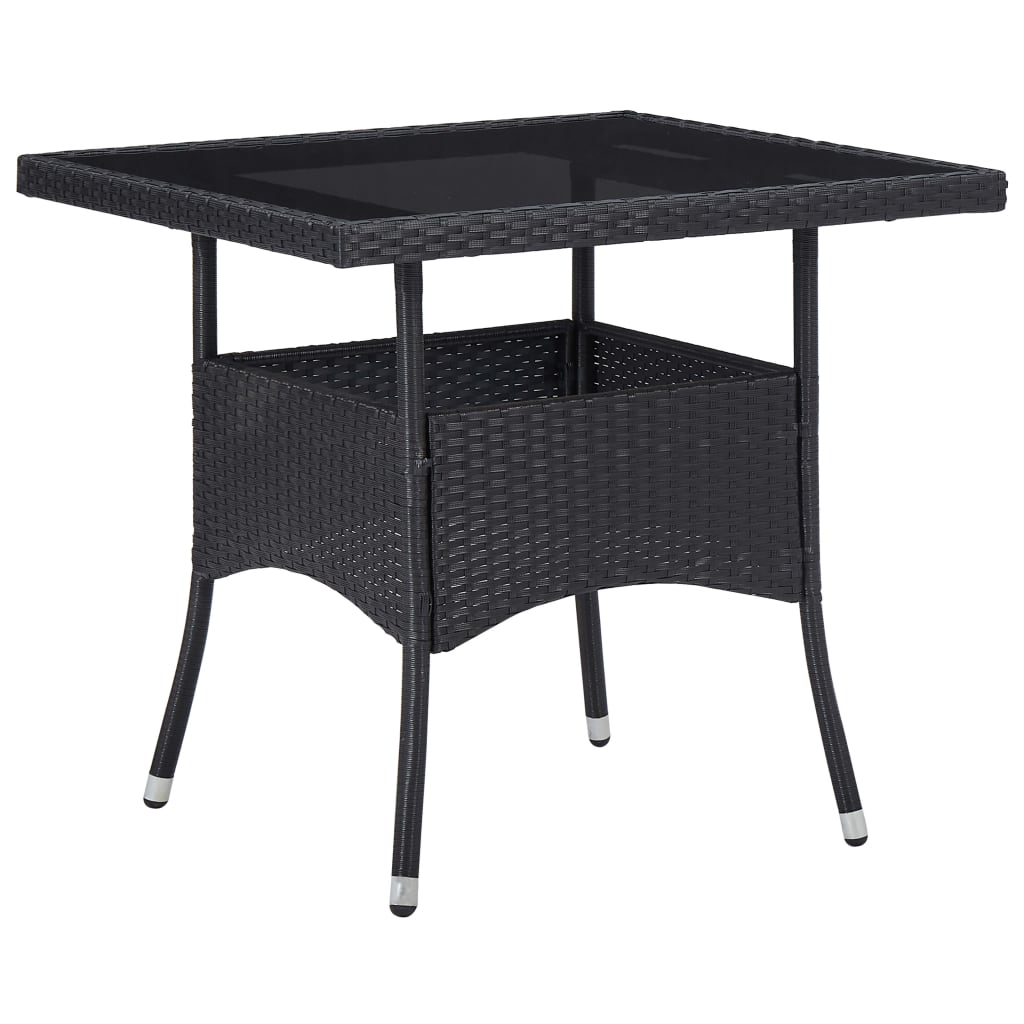 Tuintafel poly rattan en glas