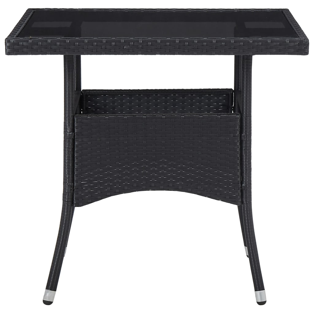 Tuintafel poly rattan en glas