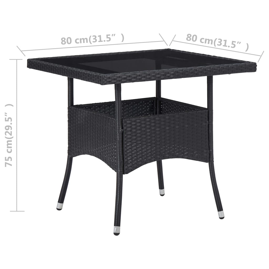 Tuintafel poly rattan en glas