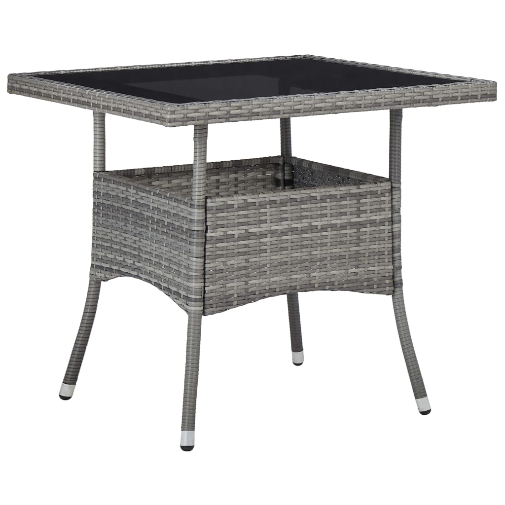 Tuintafel poly rattan en glas