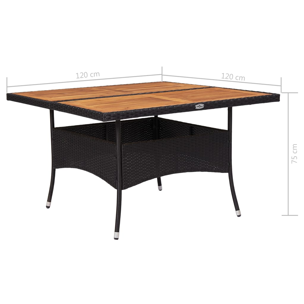 Tuintafel poly rattan massief acaciahout