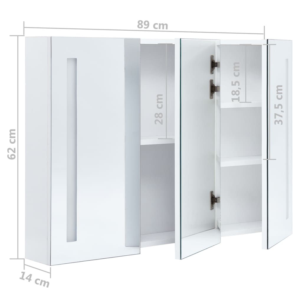 Badkamerkast met spiegel LED 89x14x62 cm