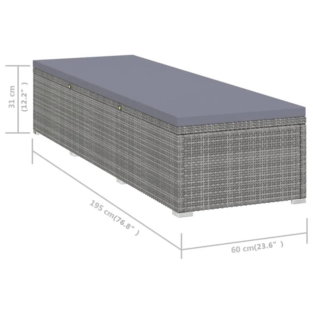 Ligbed met kussen poly rattan