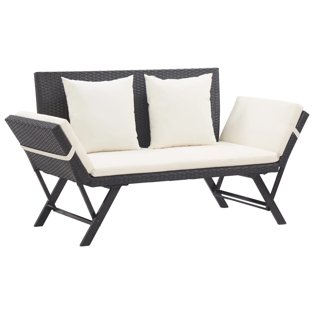 Tuinbank met kussens 176 cm poly rattan