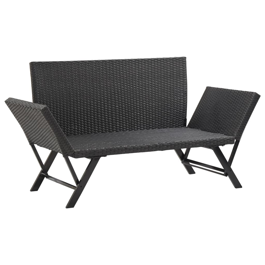 Tuinbank met kussens 176 cm poly rattan